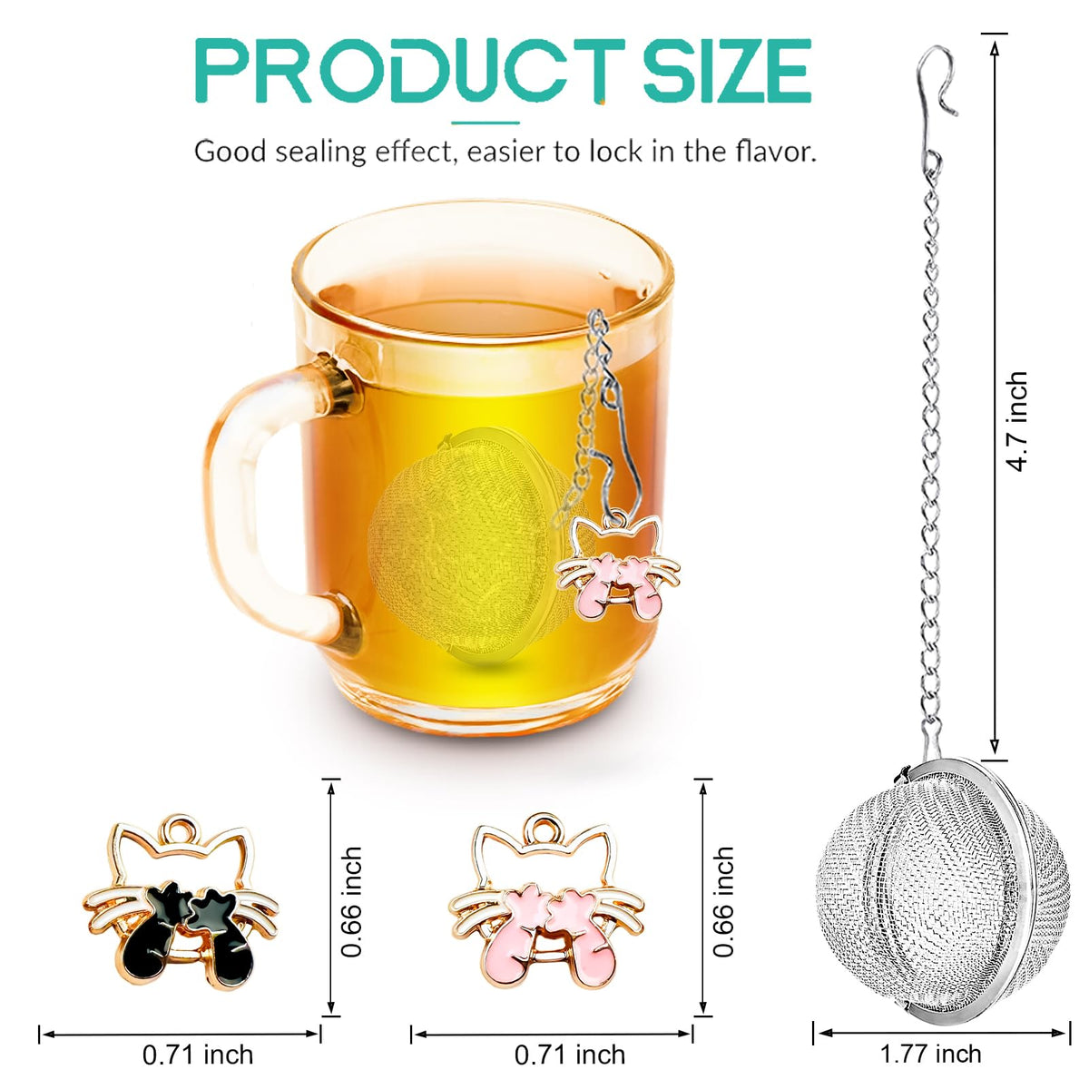 Tea Ball Infuser Set of 2 with Dragonfly & Butterfly Charms – Stainless Steel, Loose Leaf