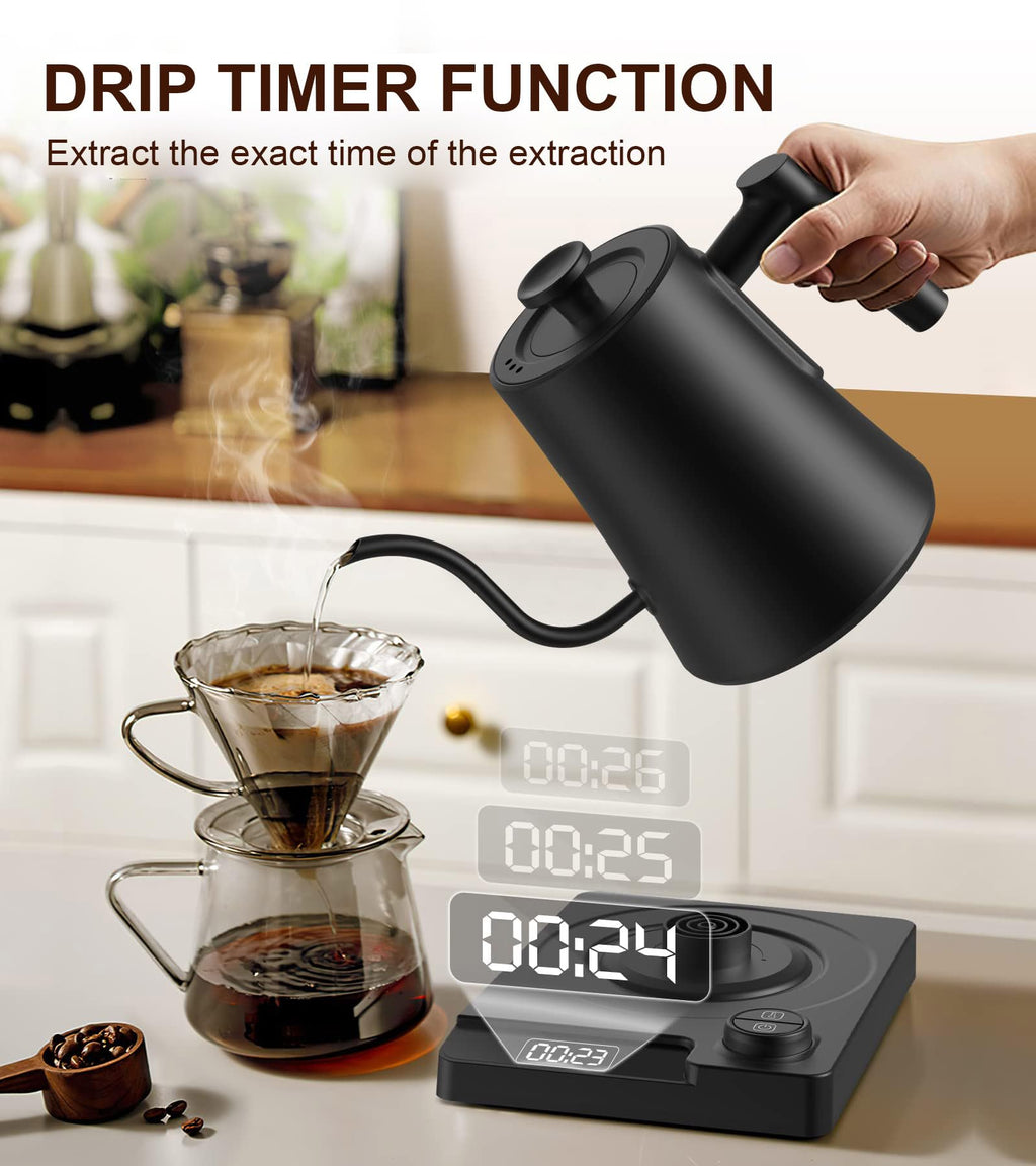 Electric Gooseneck Kettle – ±1°F Temp Control, Brew Timer, 0.6L, 900W
