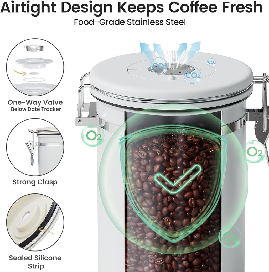 Veken Airtight Coffee Canister with Window 22oz – Black
