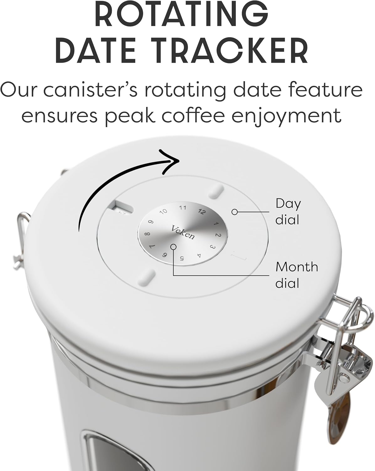 Veken Airtight Coffee Canister with Window 22oz – Black
