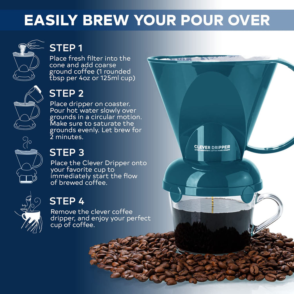 Clever Coffee Dripper & 100 Filters – 18 oz, BPA-Free, Immersion Brew