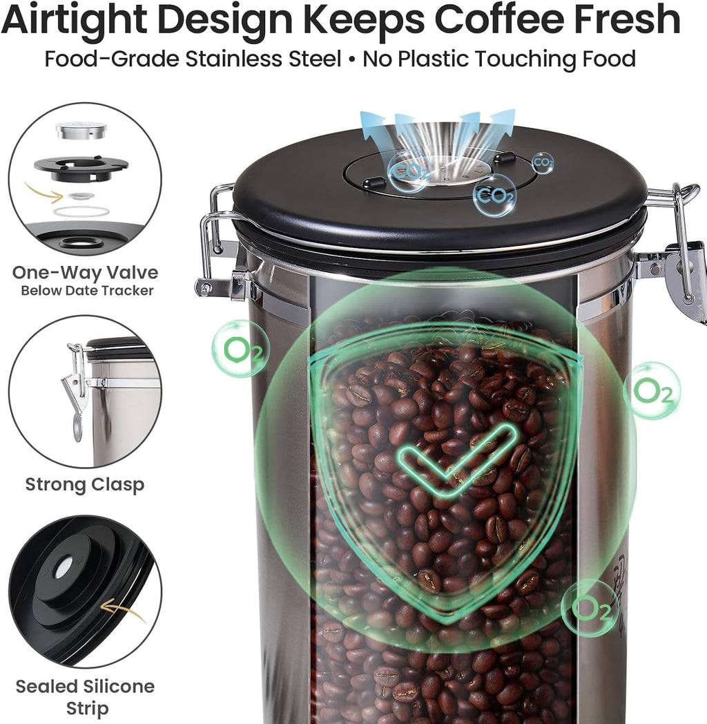 Veken Airtight Coffee Canister 39oz – Gray