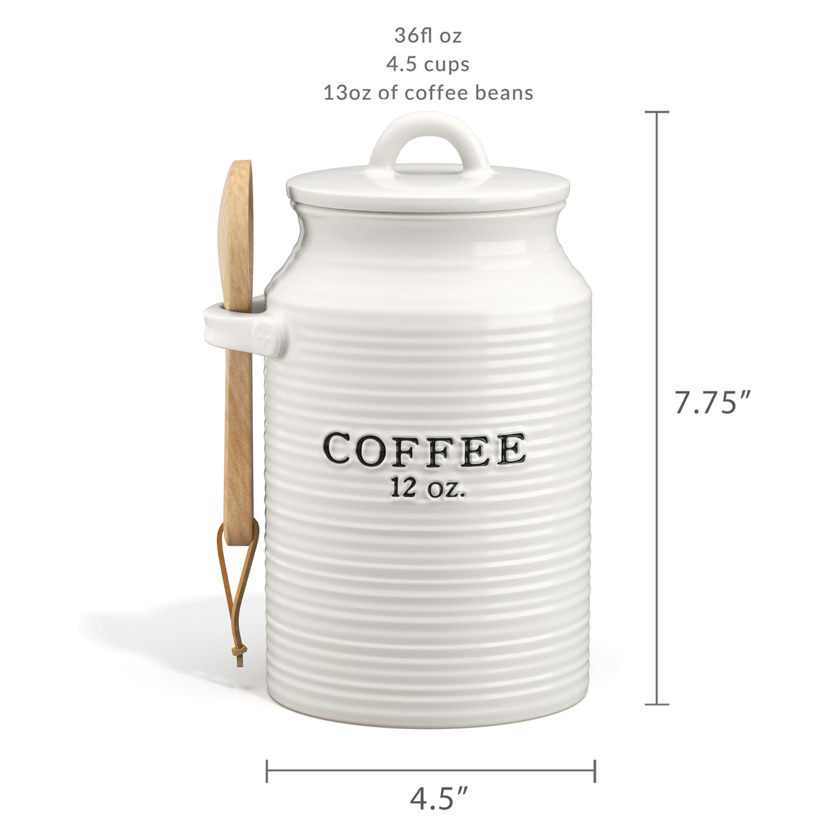 Barnyard Designs Ceramic Kitchen Canister Set of 3 – White Farmhouse, Coffee/Sugar/Tea, Airtight