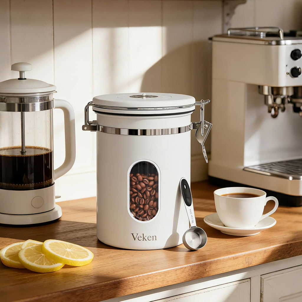 Veken Airtight Coffee Canister with Window 22oz – Black