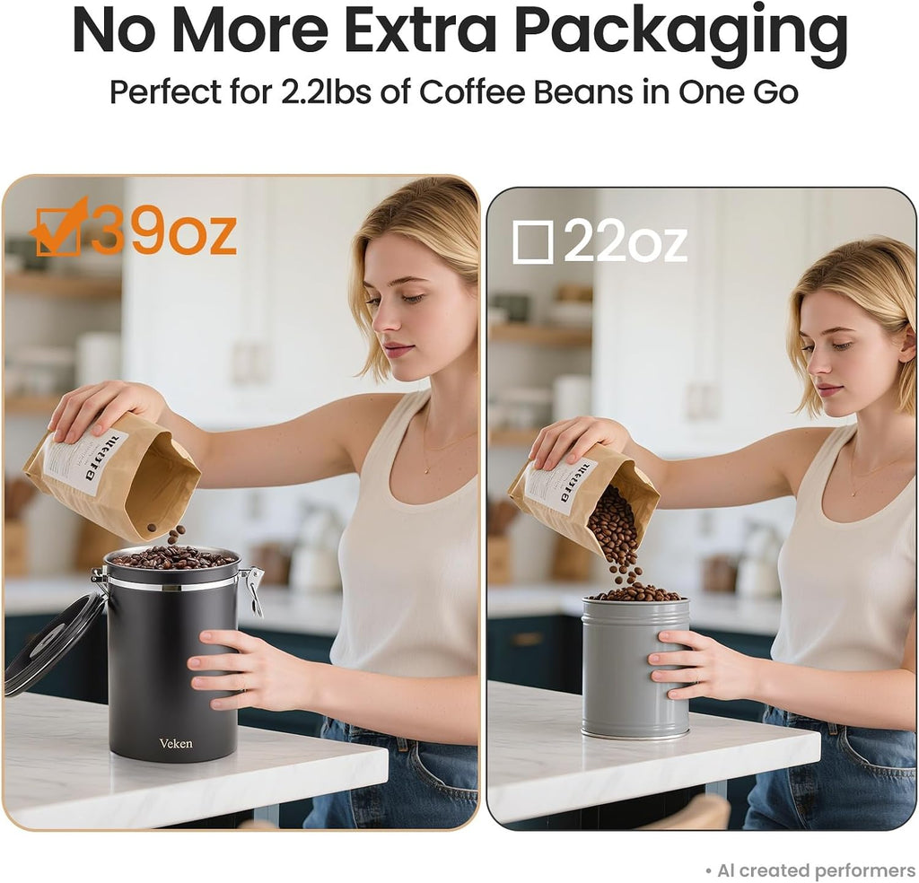 Veken Airtight Coffee Canister 39oz – Gray