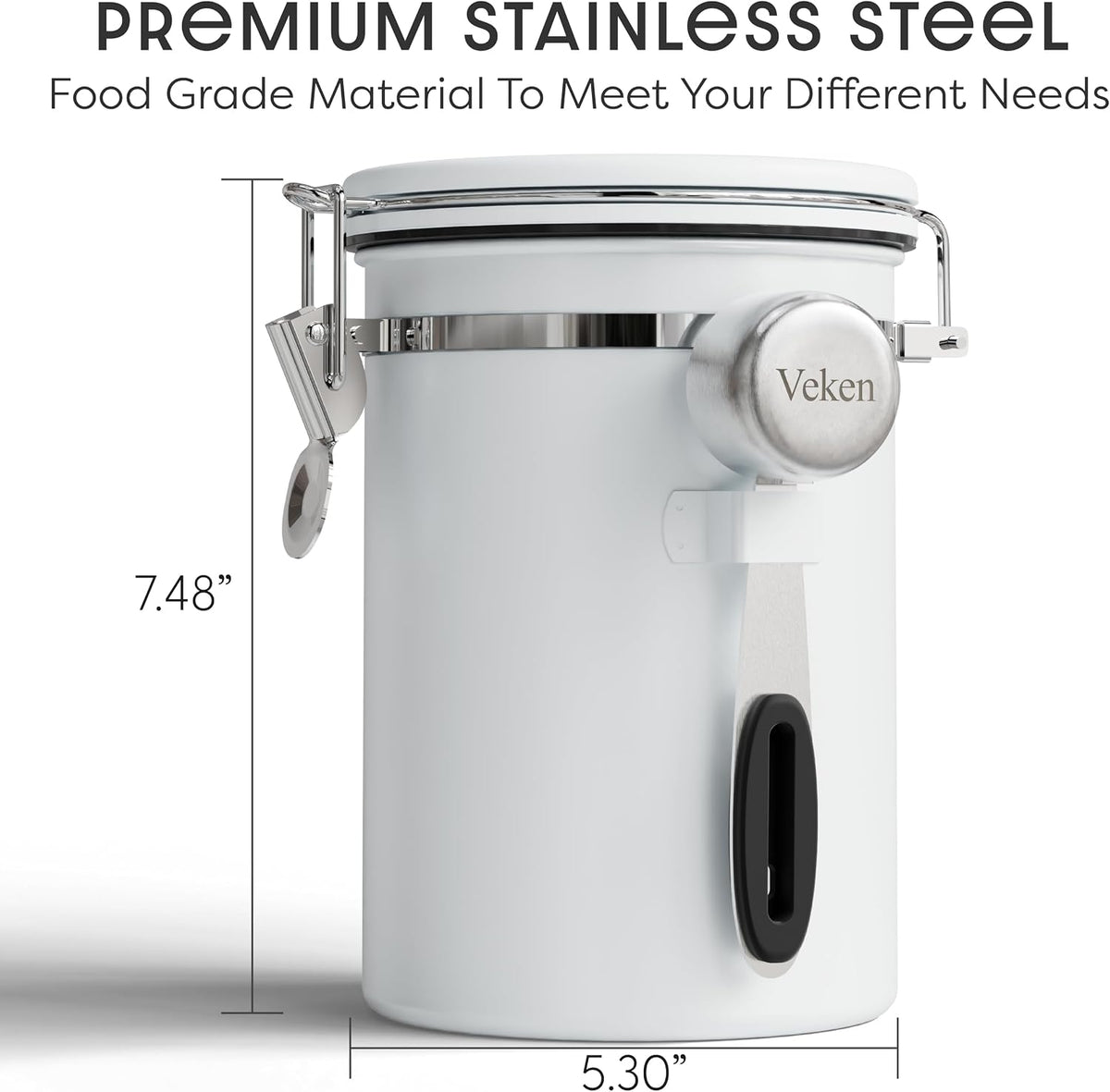 Veken Airtight Coffee Canister with Window 22oz – Black