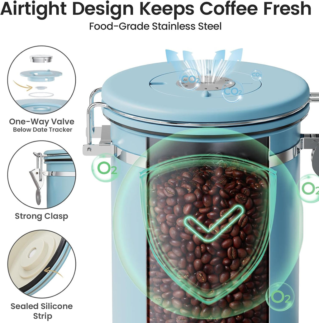 Veken Airtight Coffee Canister with Window 22oz – Black