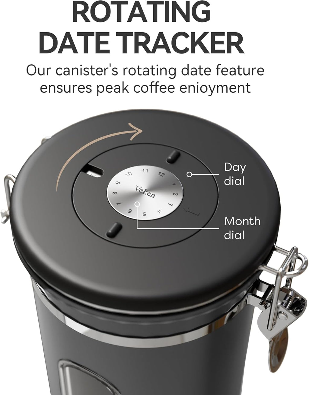 Veken Airtight Coffee Canister with Window 22oz – Black