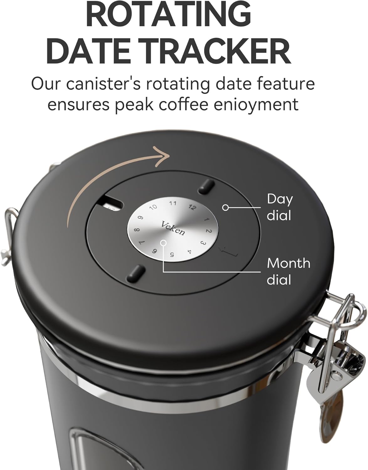 Veken Airtight Coffee Canister with Window 22oz – Black