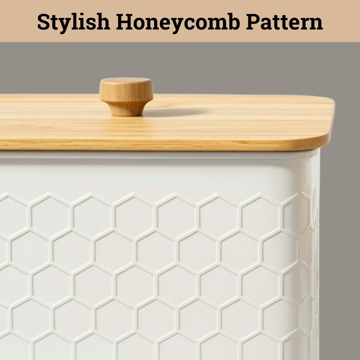 Honeycomb Metal Kitchen Canister Set of 4 – Airtight Bamboo Lids, Matte Black, 1.25–6.5 qt