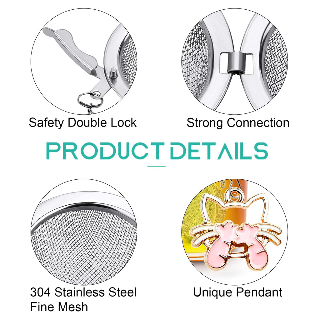 Tea Ball Infuser Set of 2 with Dragonfly & Butterfly Charms – Stainless Steel, Loose Leaf