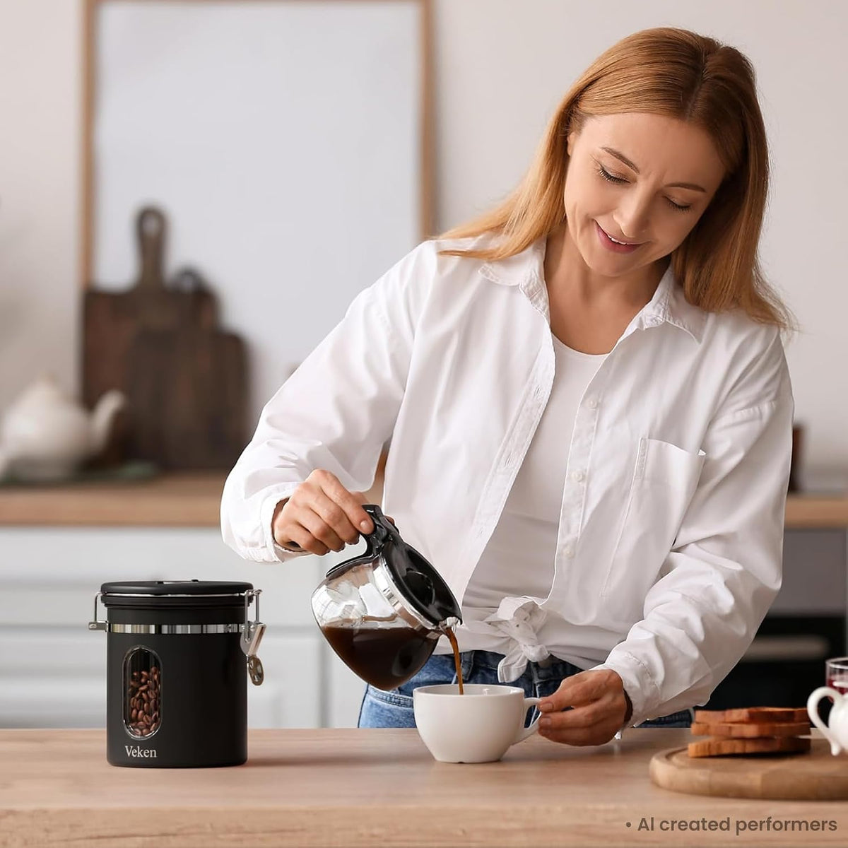 Veken Airtight Coffee Canister with Window 22oz – Black