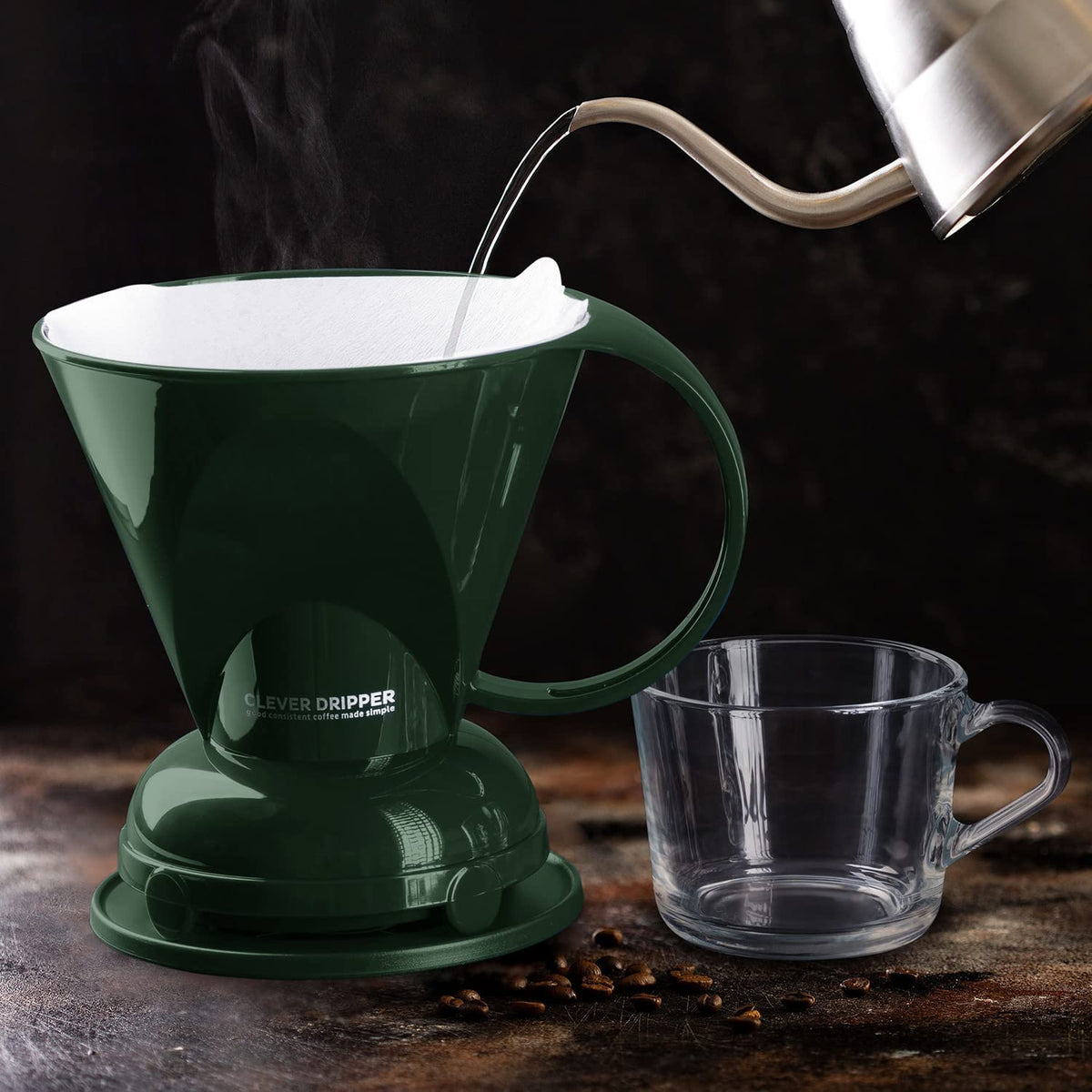 Clever Coffee Dripper & 100 Filters – 18 oz, BPA-Free, Immersion Brew