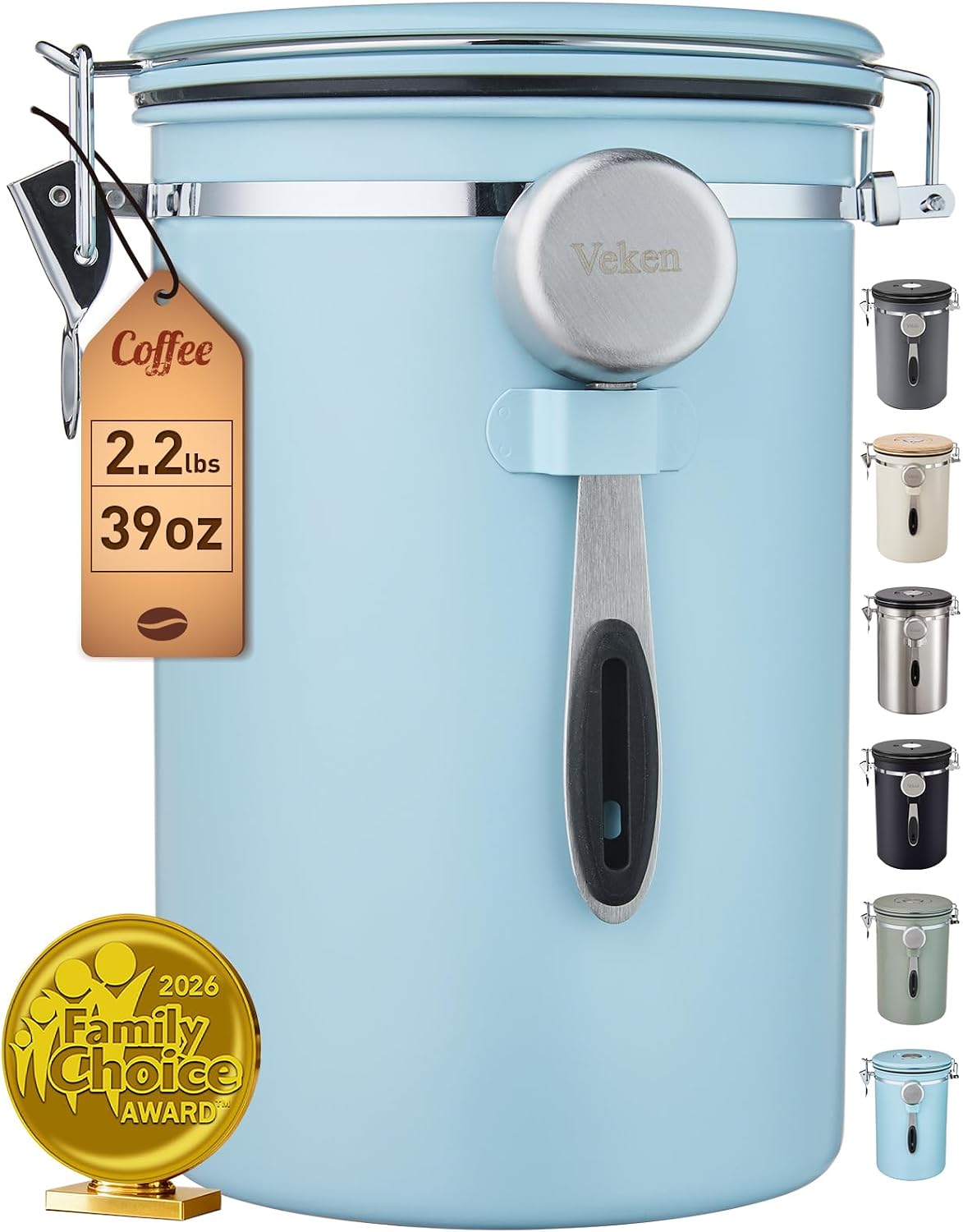 Veken Airtight Coffee Canister 39oz – Gray