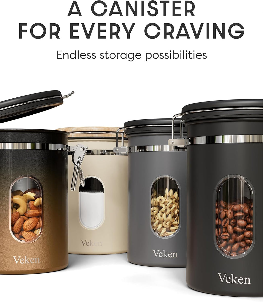 Veken Airtight Coffee Canister with Window 22oz – Black