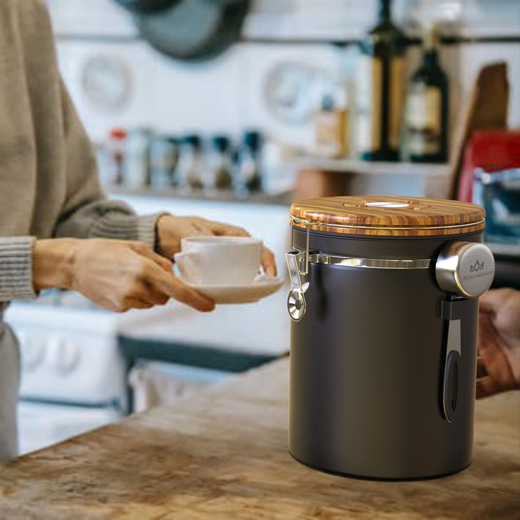 38 oz Stainless Steel Coffee Canister with Date Tracker & CO2 Valve – Mint Green, Airtight