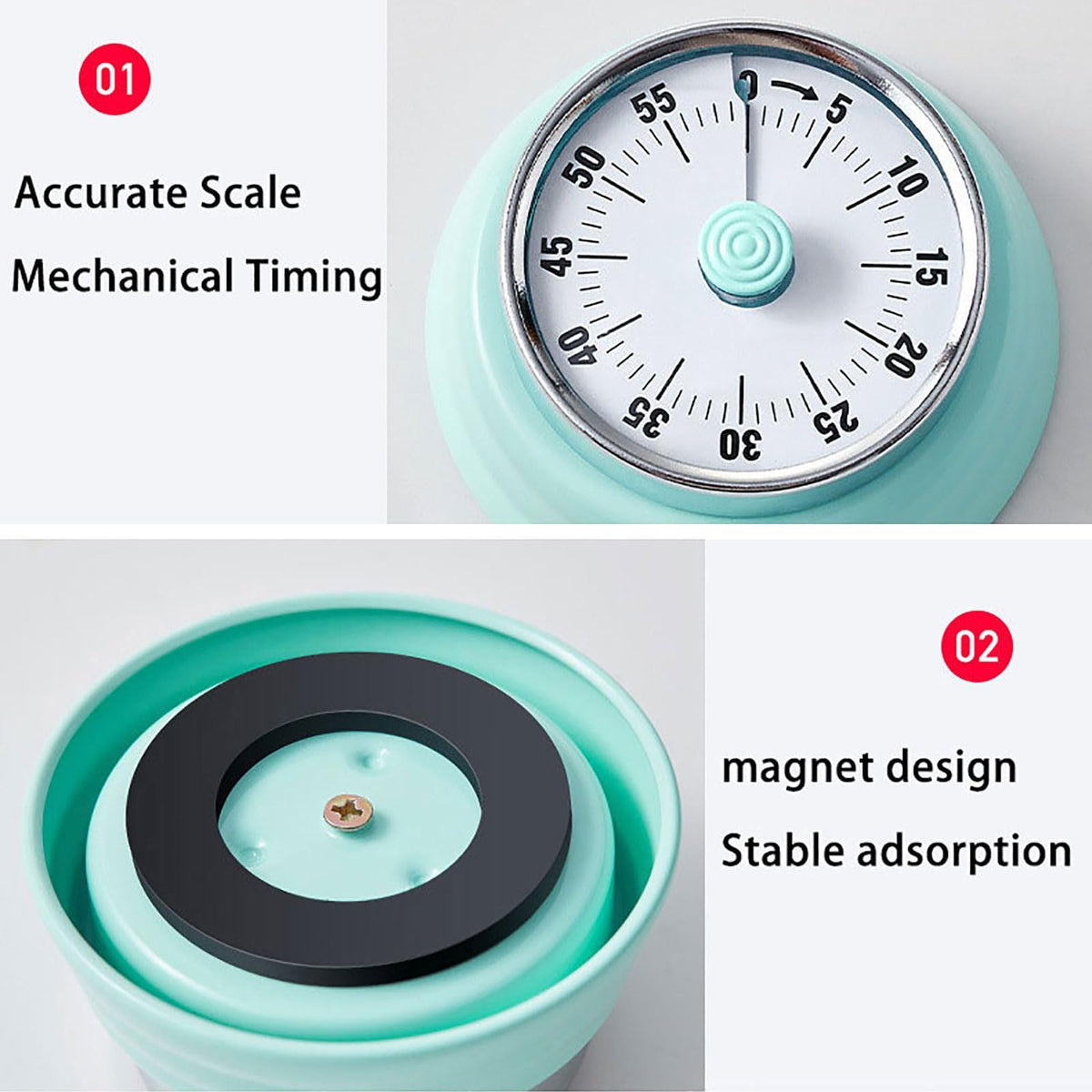 Vintage Stainless Steel Magnetic Kitchen Timer – 60 Min