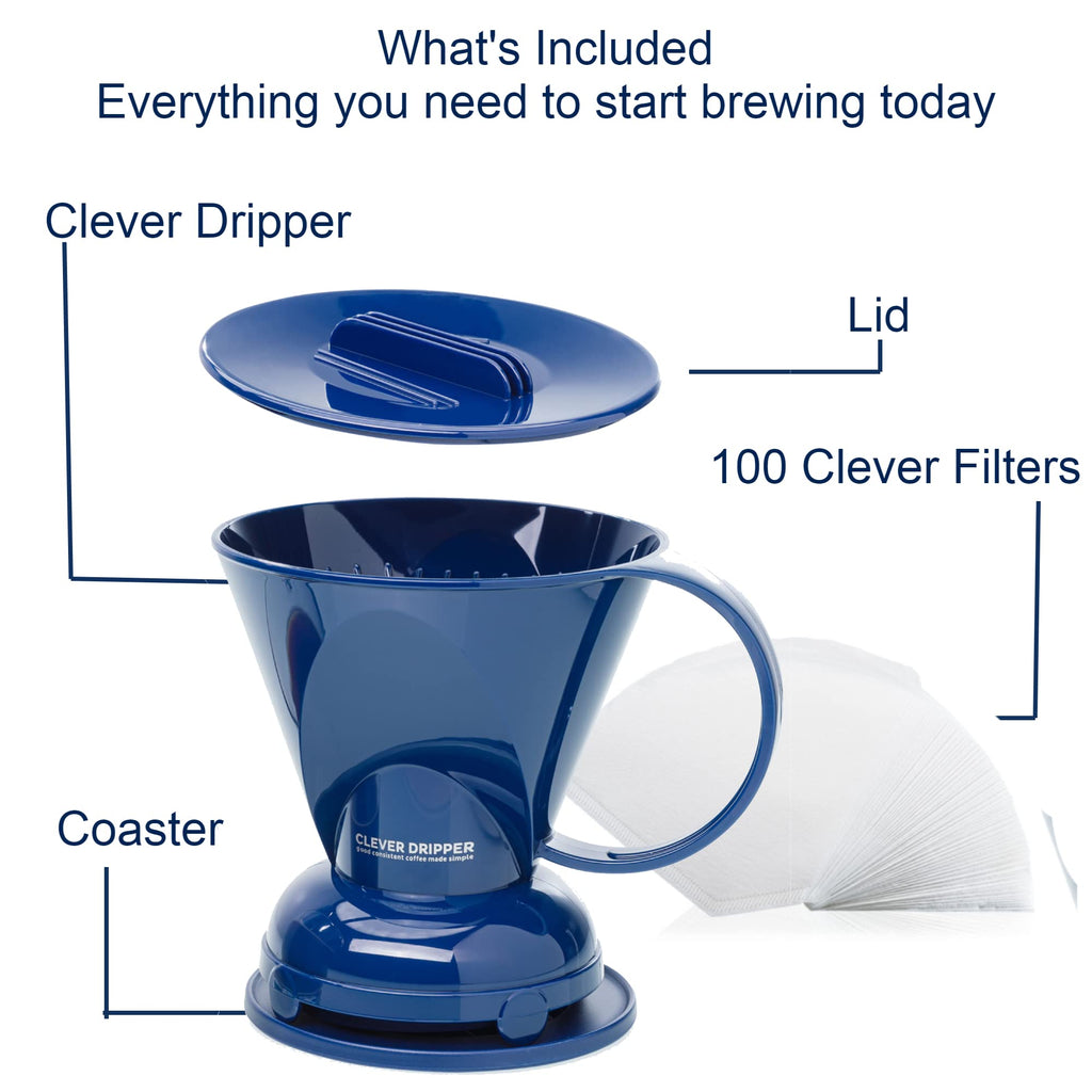 Clever Coffee Dripper & 100 Filters – 18 oz, BPA-Free, Immersion Brew