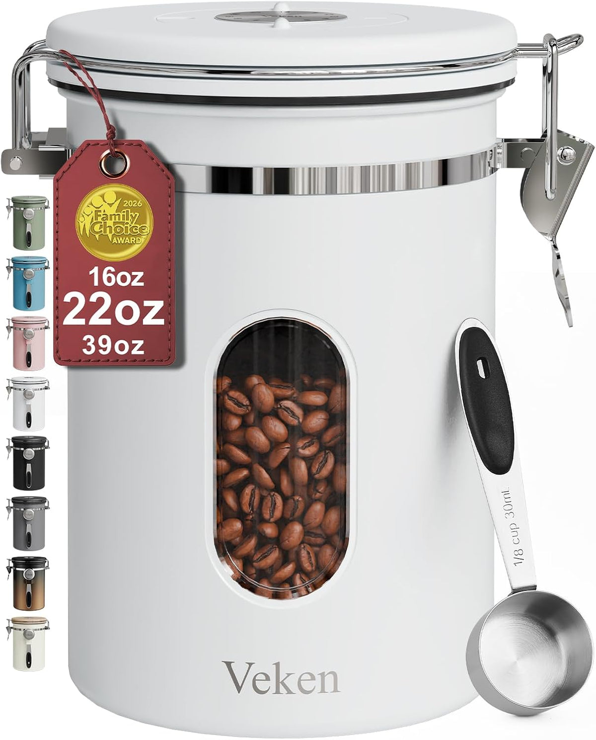 Veken Airtight Coffee Canister with Window 22oz – Black