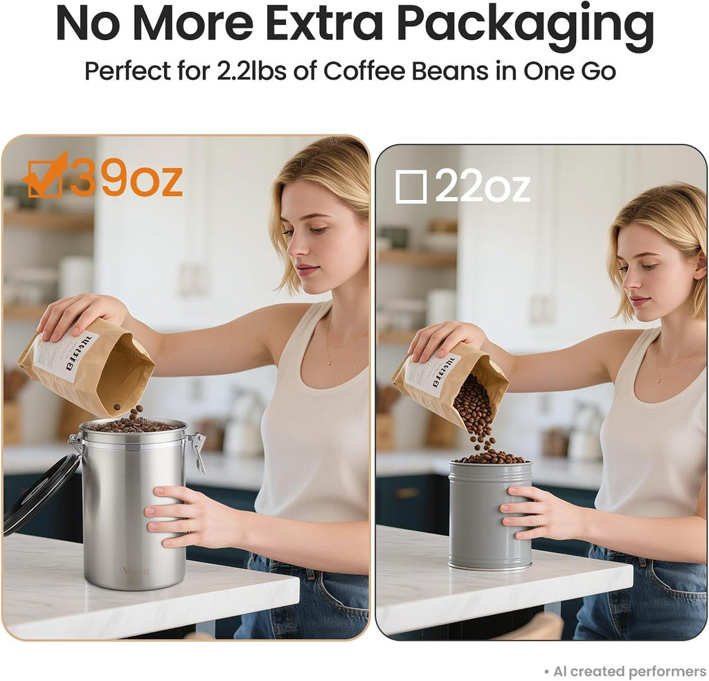 Veken Airtight Coffee Canister 39oz – Gray