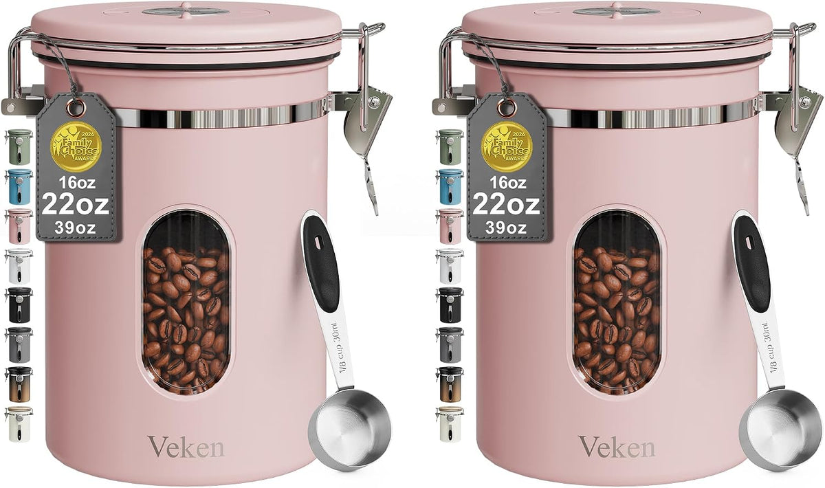 Veken Airtight Coffee Canister with Window 22oz – Black