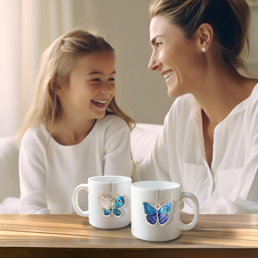 Tea Ball Infuser Set of 2 with Dragonfly & Butterfly Charms – Stainless Steel, Loose Leaf