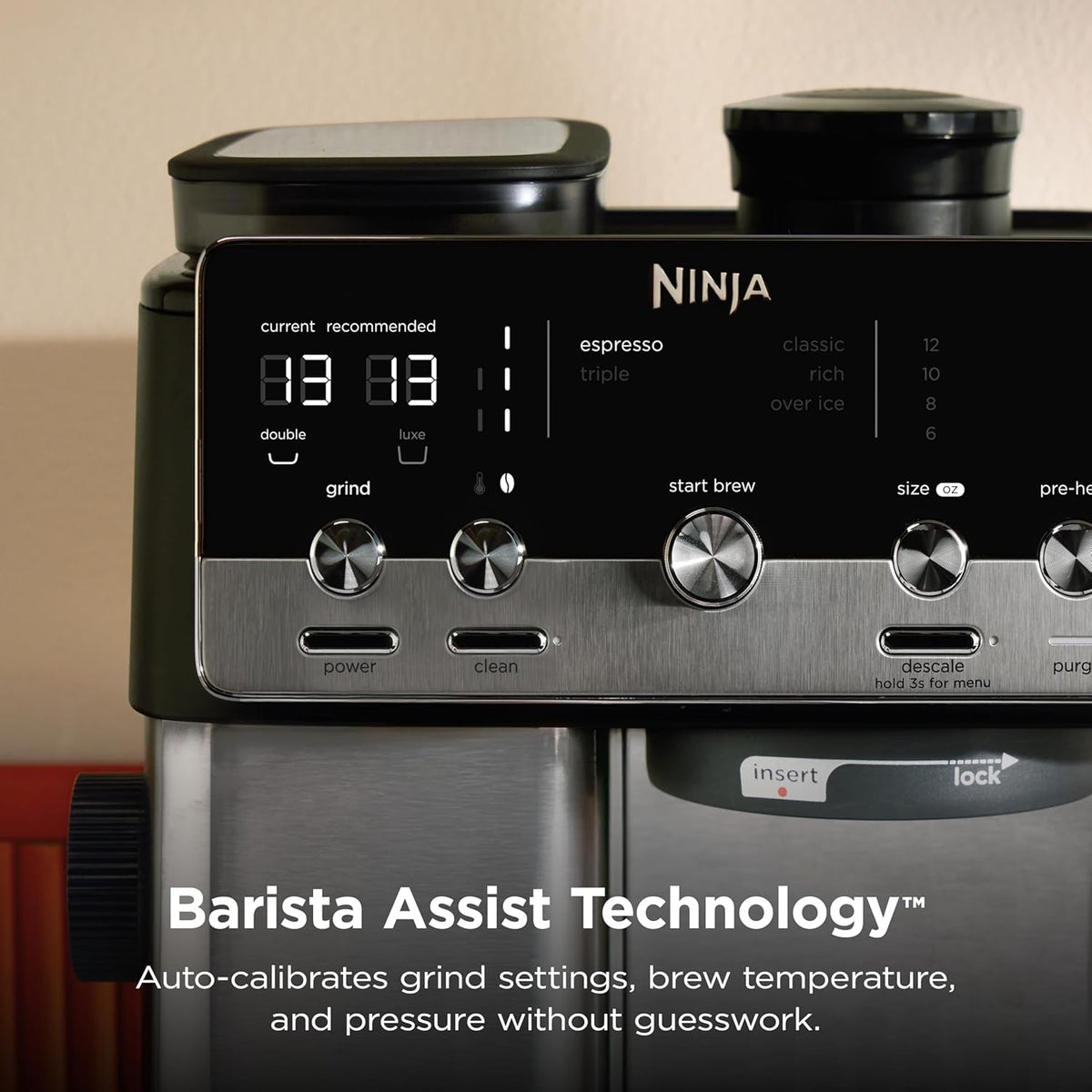 Ninja Luxe Café Mini Espresso & Coffee Machine – Built-in Grinder, Scale & Steam Wand (ES301)