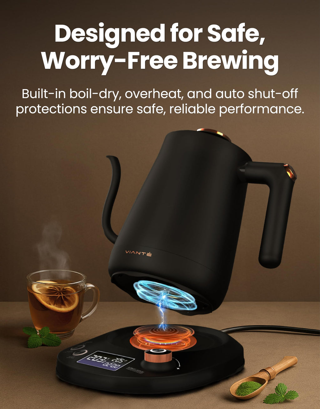 Viante Luxury Tea Set with Electric Kettle & Infuser