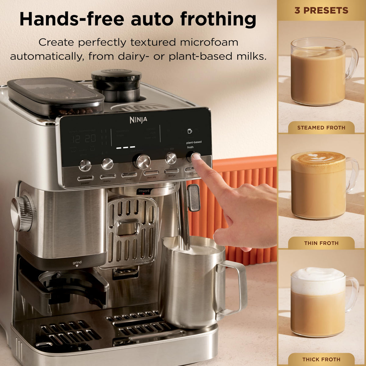 Ninja Luxe Café Mini Espresso & Coffee Machine – Built-in Grinder, Scale & Steam Wand (ES301)