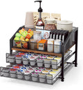Homsorout Coffee Bar Organizer – Metal & Wood, Black and Brown