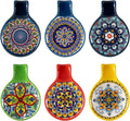 Ceramic Spoon Rest Set of 6 – Assorted Bohemian Patterns, 7.75", Dishwasher Safe