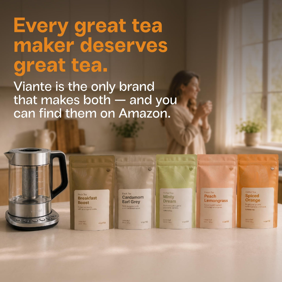 Viante Luxury Tea Set with Electric Kettle & Infuser