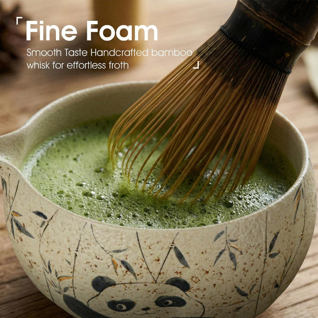 7-Piece Matcha Set – Floral Bowl & Purple Bamboo Whisk