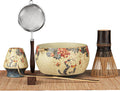 7-Piece Matcha Set – Floral Bowl & Purple Bamboo Whisk