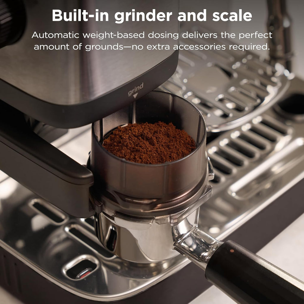 Ninja Luxe Café Mini Espresso & Coffee Machine – Built-in Grinder, Scale & Steam Wand (ES301)