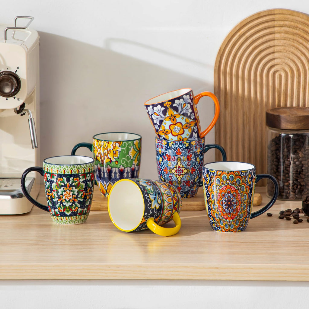 Vancasso SIMI Bohemian Ceramic Mugs Set of 6 – 16oz