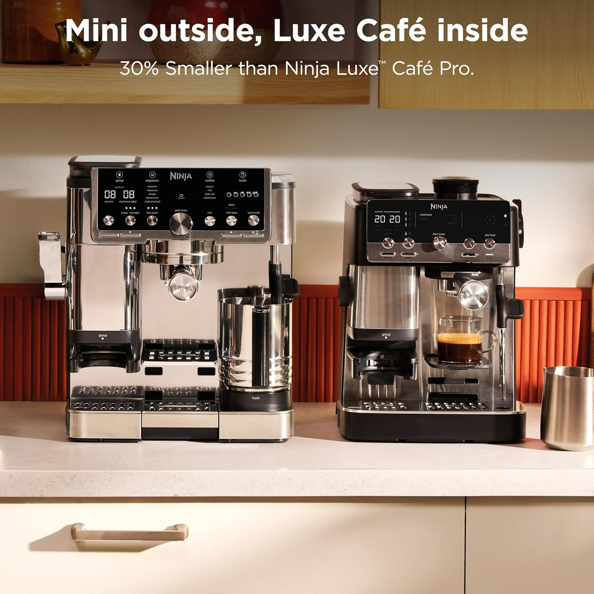 Ninja Luxe Café Mini Espresso & Coffee Machine – Built-in Grinder, Scale & Steam Wand (ES301)