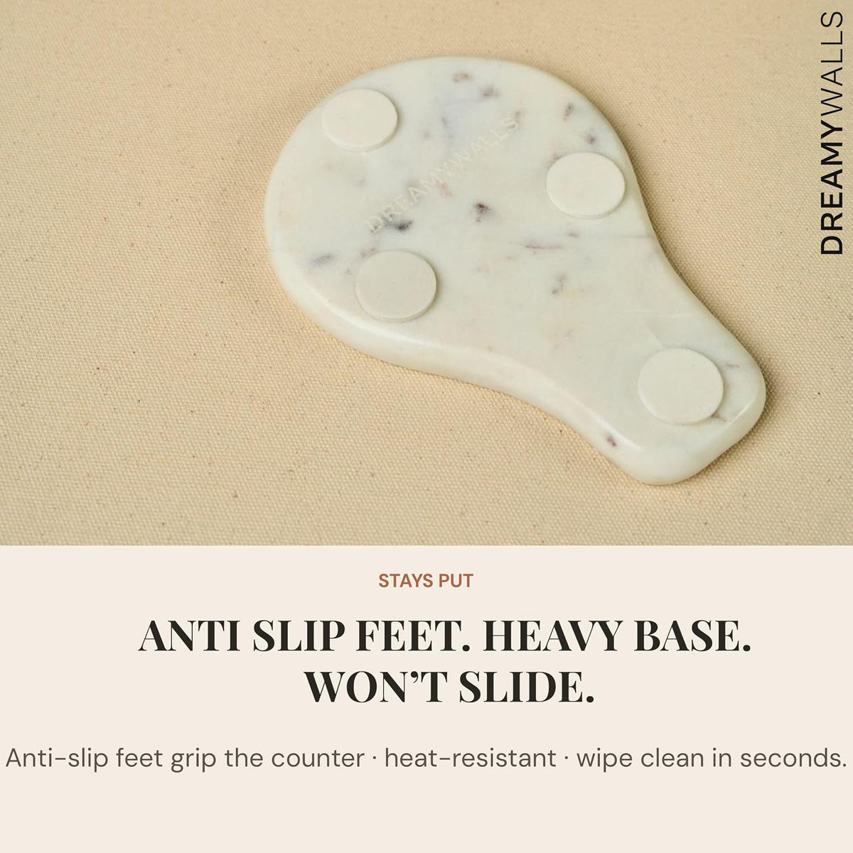 Marble Spoon Rest – 7" x 5" Oval, Heat-Resistant, Non-Slip, Handcrafted in India