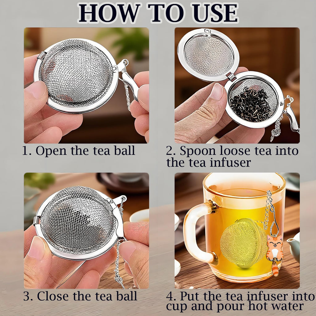 Cat Charm Tea Infuser Set of 2 – Stainless Steel, Moving Tail, Ragdoll & Tortoiseshell