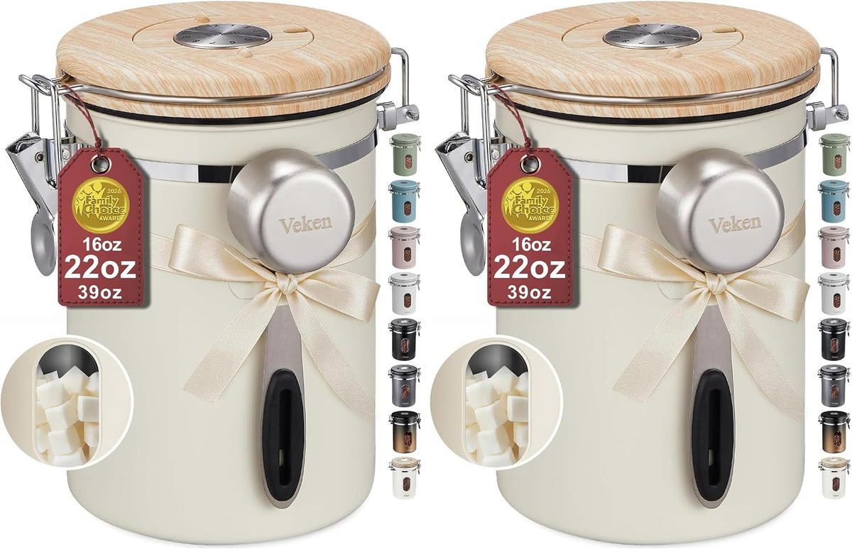 Veken Airtight Coffee Canister with Window 22oz – Black
