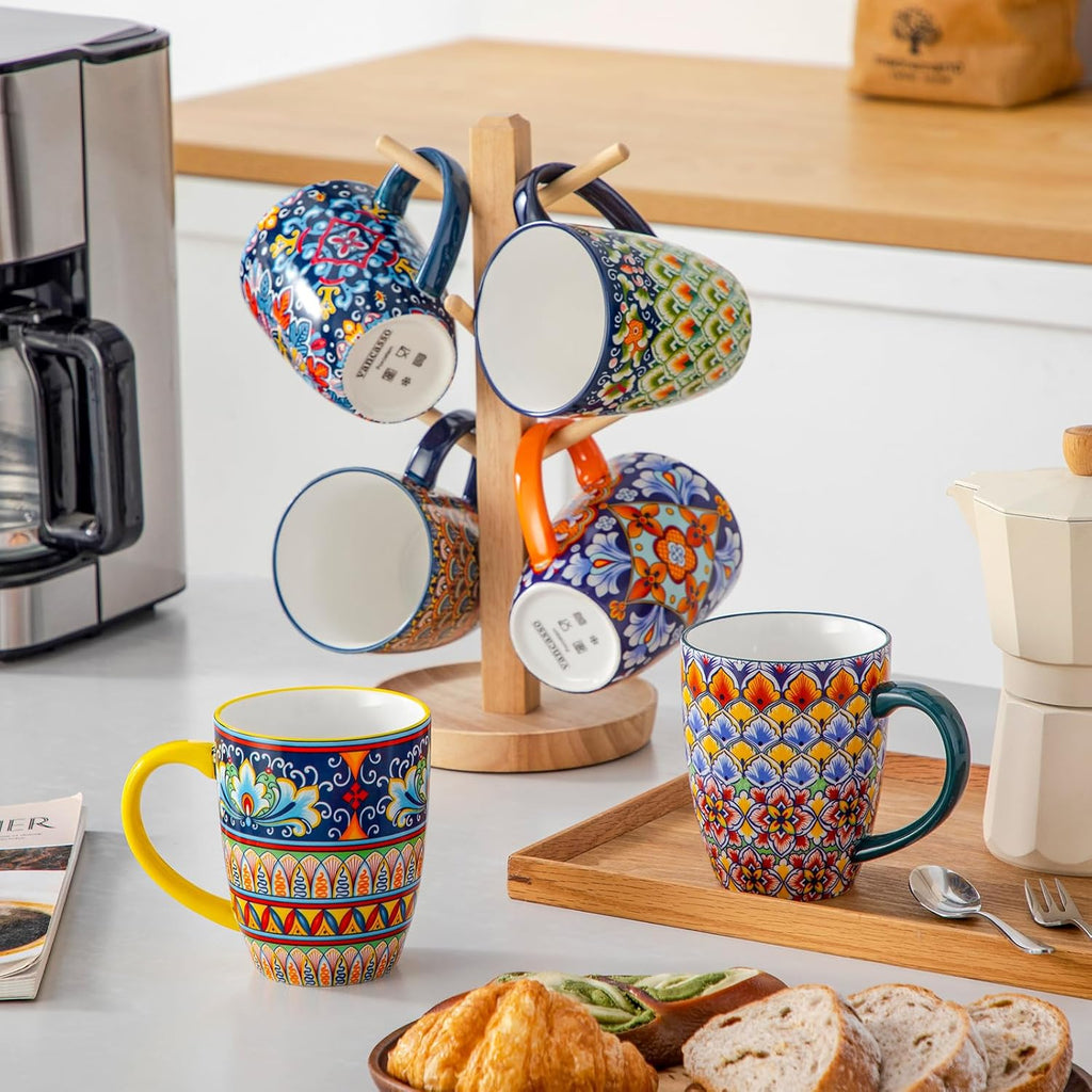 Vancasso SIMI Bohemian Ceramic Mugs Set of 6 – 16oz