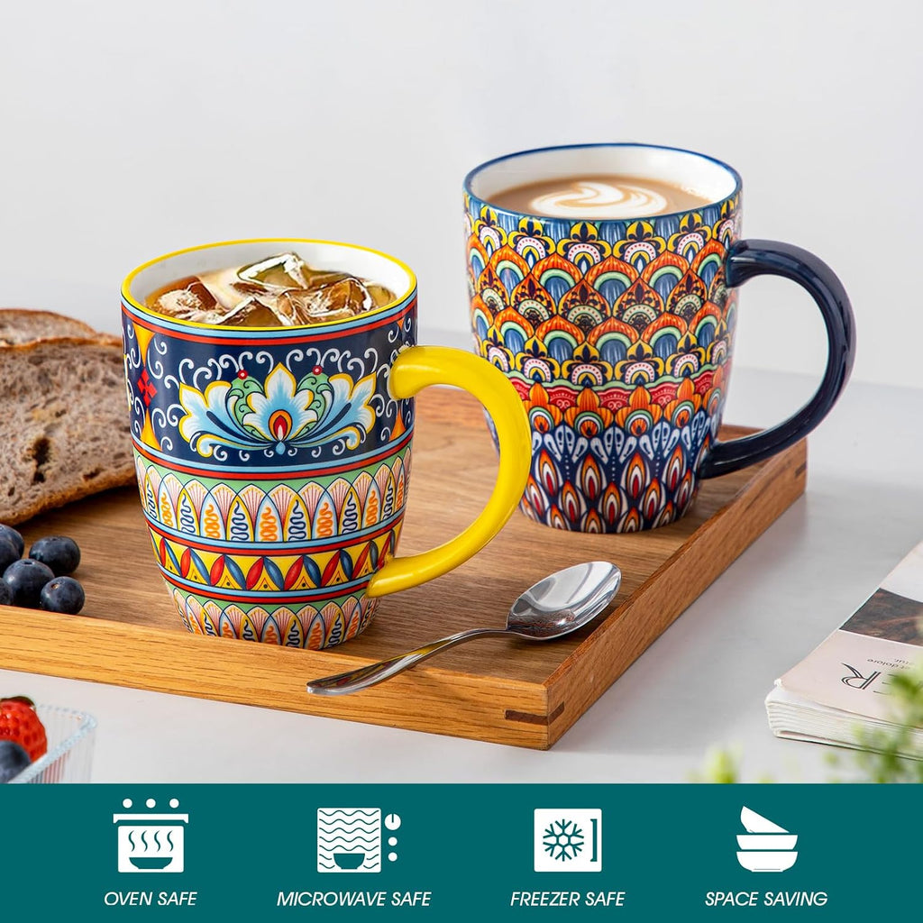 Vancasso SIMI Bohemian Ceramic Mugs Set of 6 – 16oz