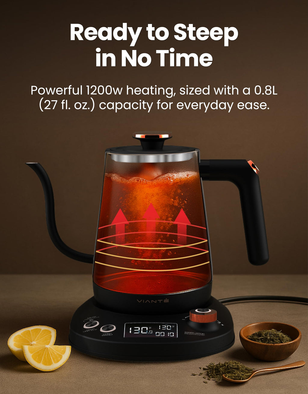 Viante Luxury Tea Set with Electric Kettle & Infuser