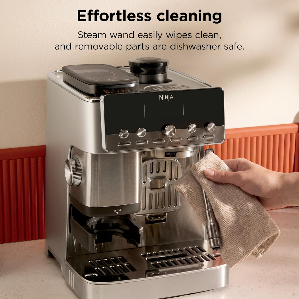 Ninja Luxe Café Mini Espresso & Coffee Machine – Built-in Grinder, Scale & Steam Wand (ES301)