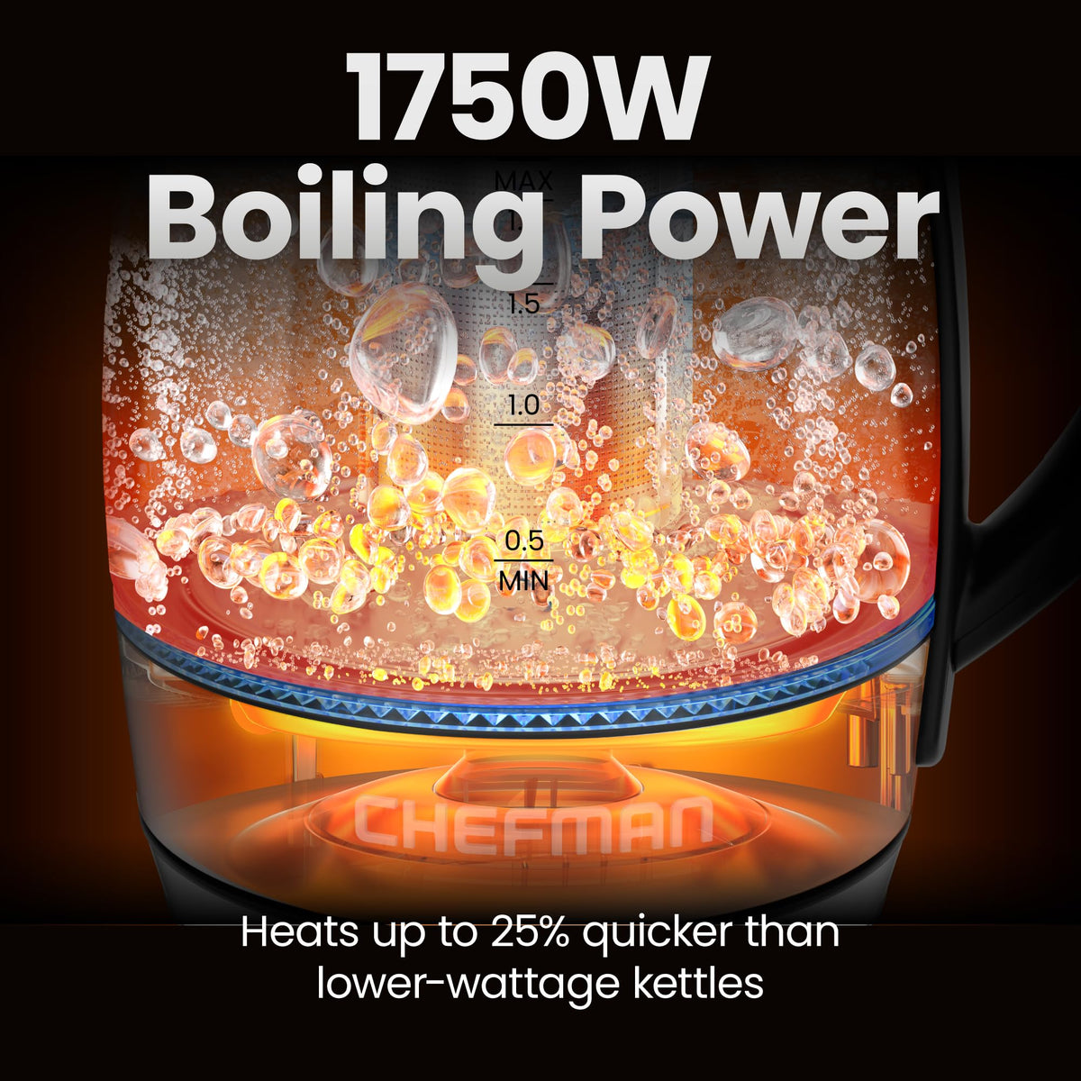 Chefman 1.2L Glass Electric Tea Kettle with Infuser