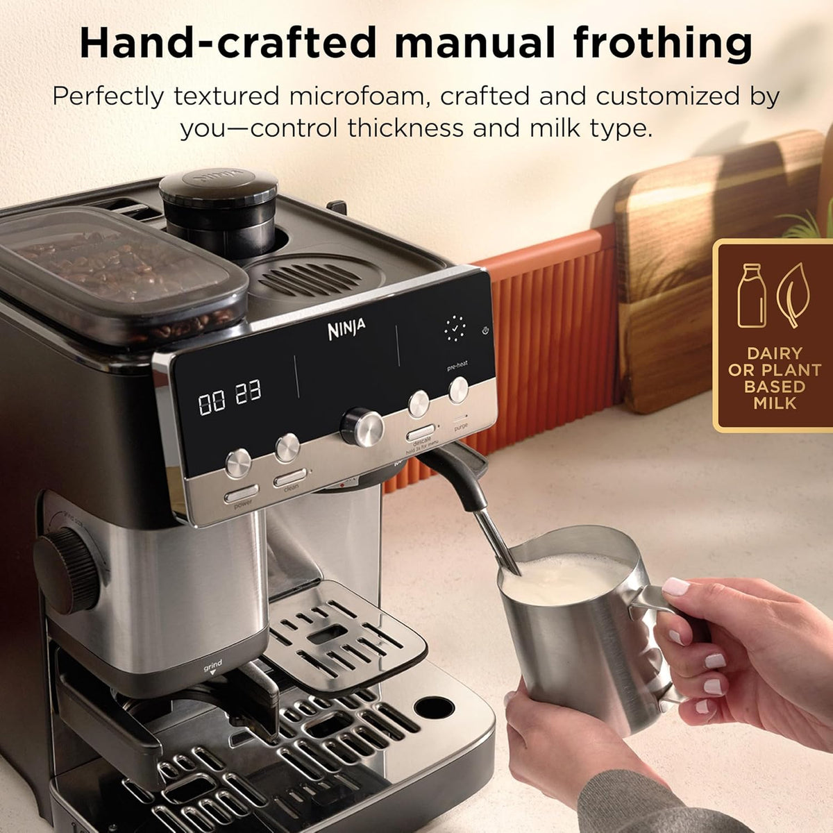 Ninja Luxe Café Mini Espresso & Coffee Machine – Built-in Grinder, Scale & Steam Wand (ES301)