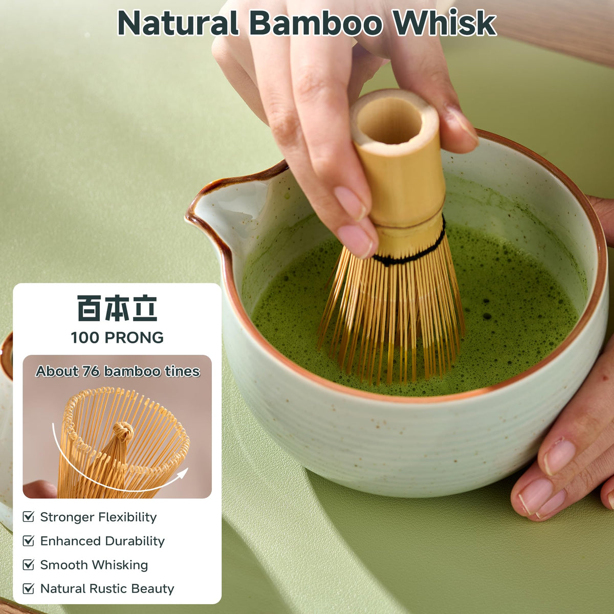 ComboJoy Complete Matcha Kit – Bowl, Whisk, Glass Cup with Straw & Ice Cube Tray for Hot & Iced Matcha