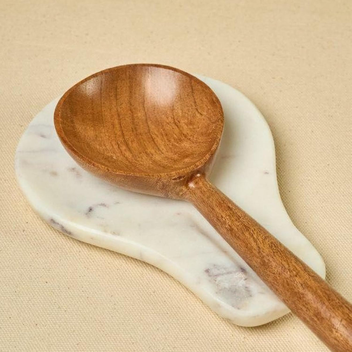 Marble Spoon Rest – 7" x 5" Oval, Heat-Resistant, Non-Slip, Handcrafted in India