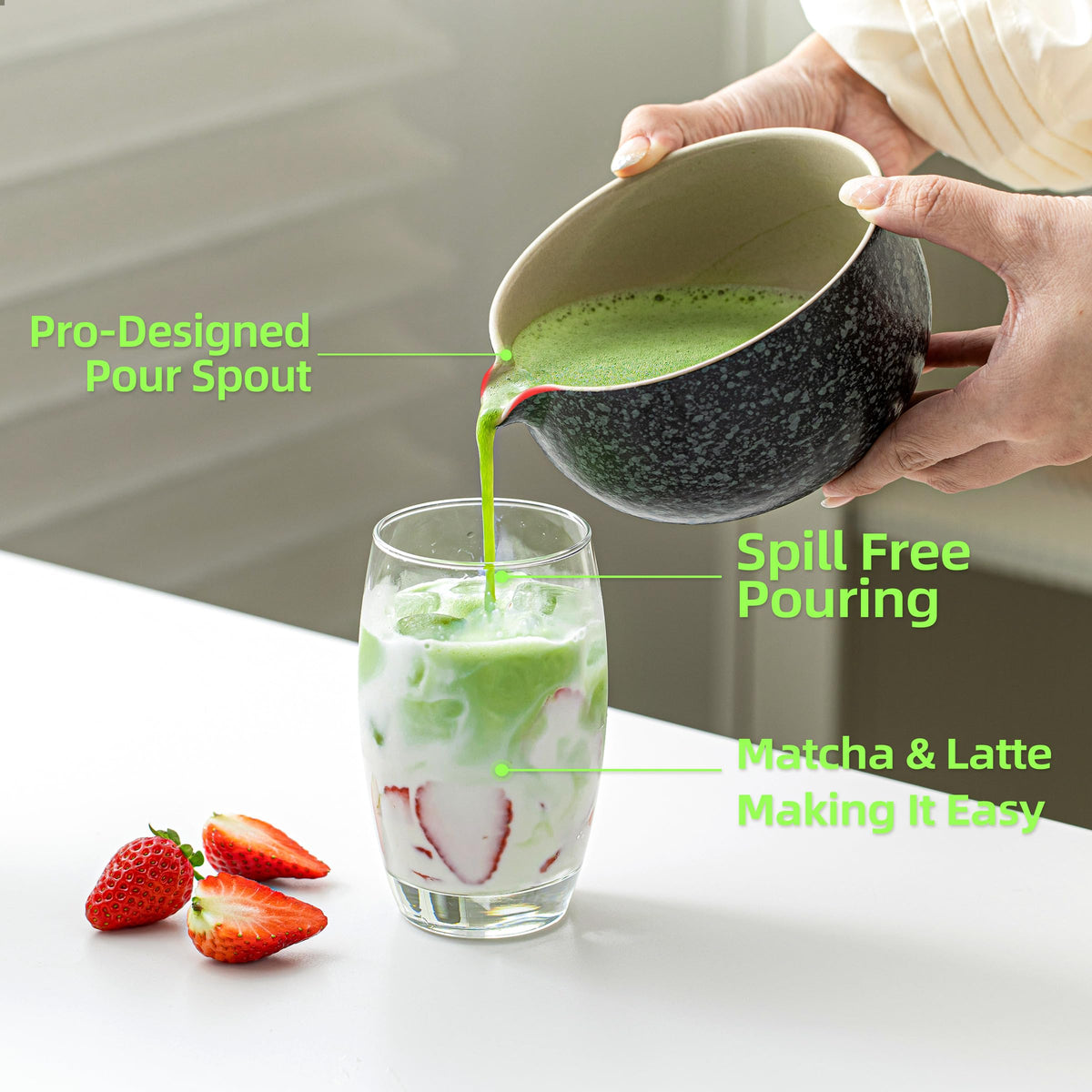 TEANAGOO 7-Piece Black Matcha Set – Ceramic Chawan, Whisk, Holder & Sifter for Ceremony & Latte