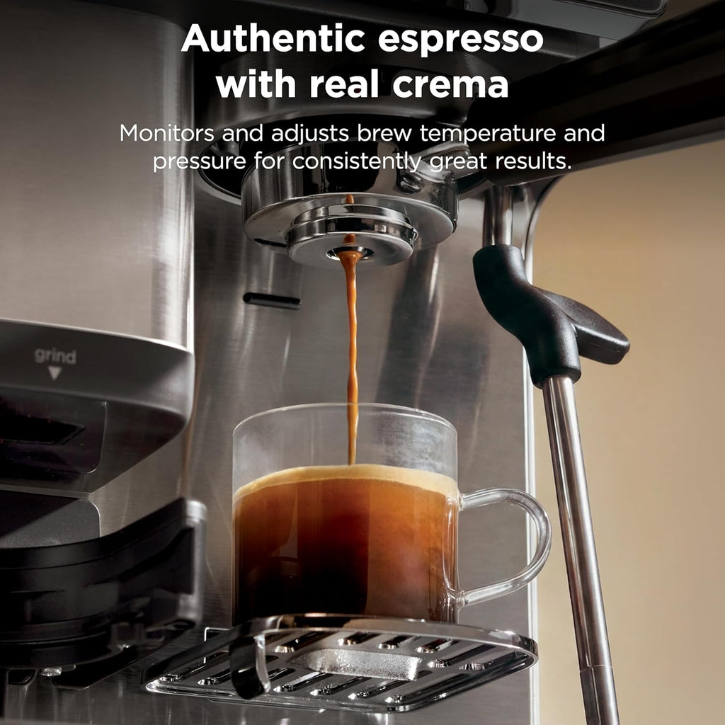 Ninja Luxe Café Mini Espresso & Coffee Machine – Built-in Grinder, Scale & Steam Wand (ES301)